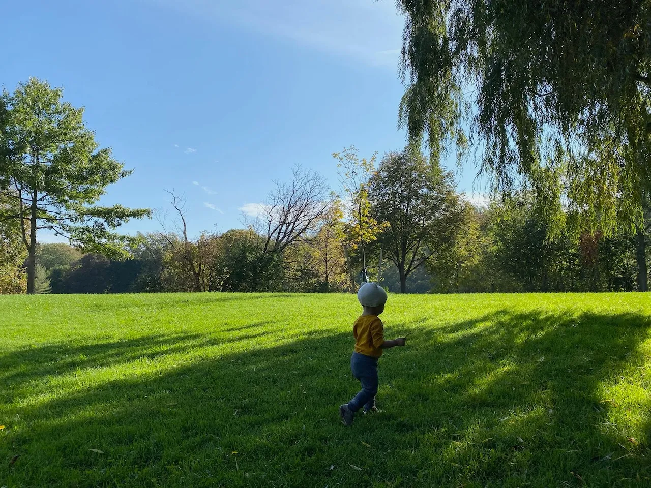 Elizabeth walking on a field